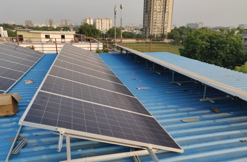 commercial solar panel installation by om shanti solar group